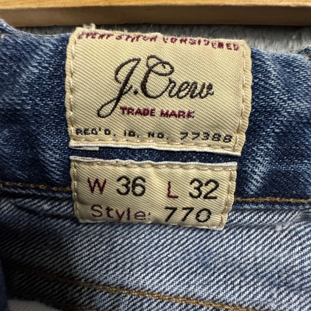 J Crew 770 Straight Fit Jeans Mens Tag Size W36 L32 Blue Kaihara Denim EUC‎ - Picture 3 of 11